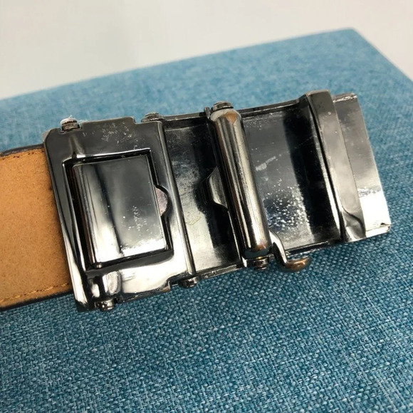 Orvieto Brown Genuine Bonded Leather Belt w/ Silver Tone Belt Buckle size 32 - Picture 3 of 14